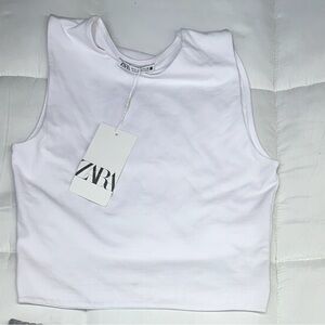 Zara White Sleeveless Crop Top